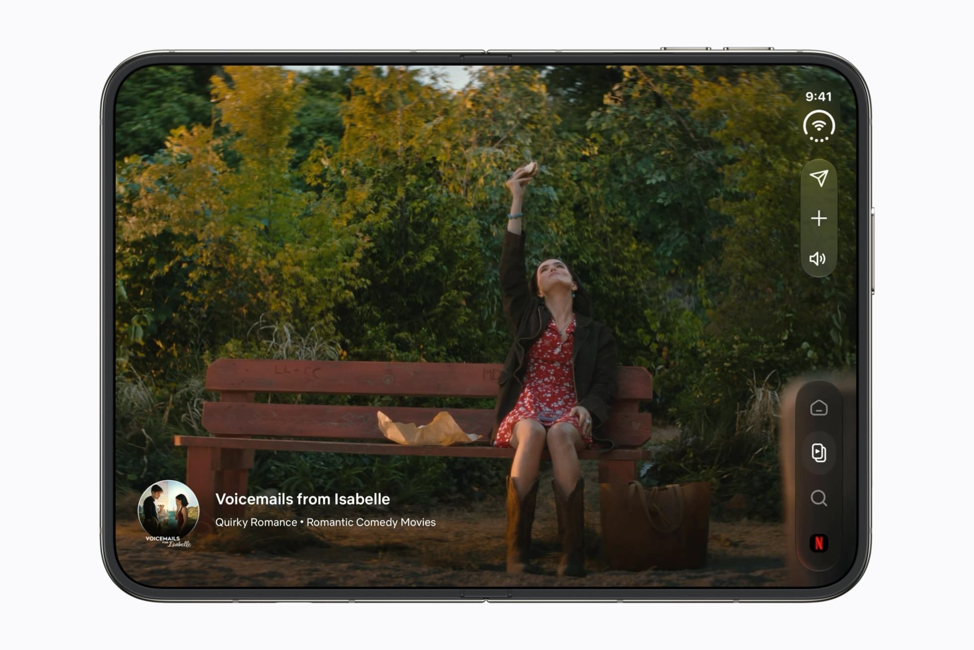 Netflix-appen vist på en åpen iPhone Duo.