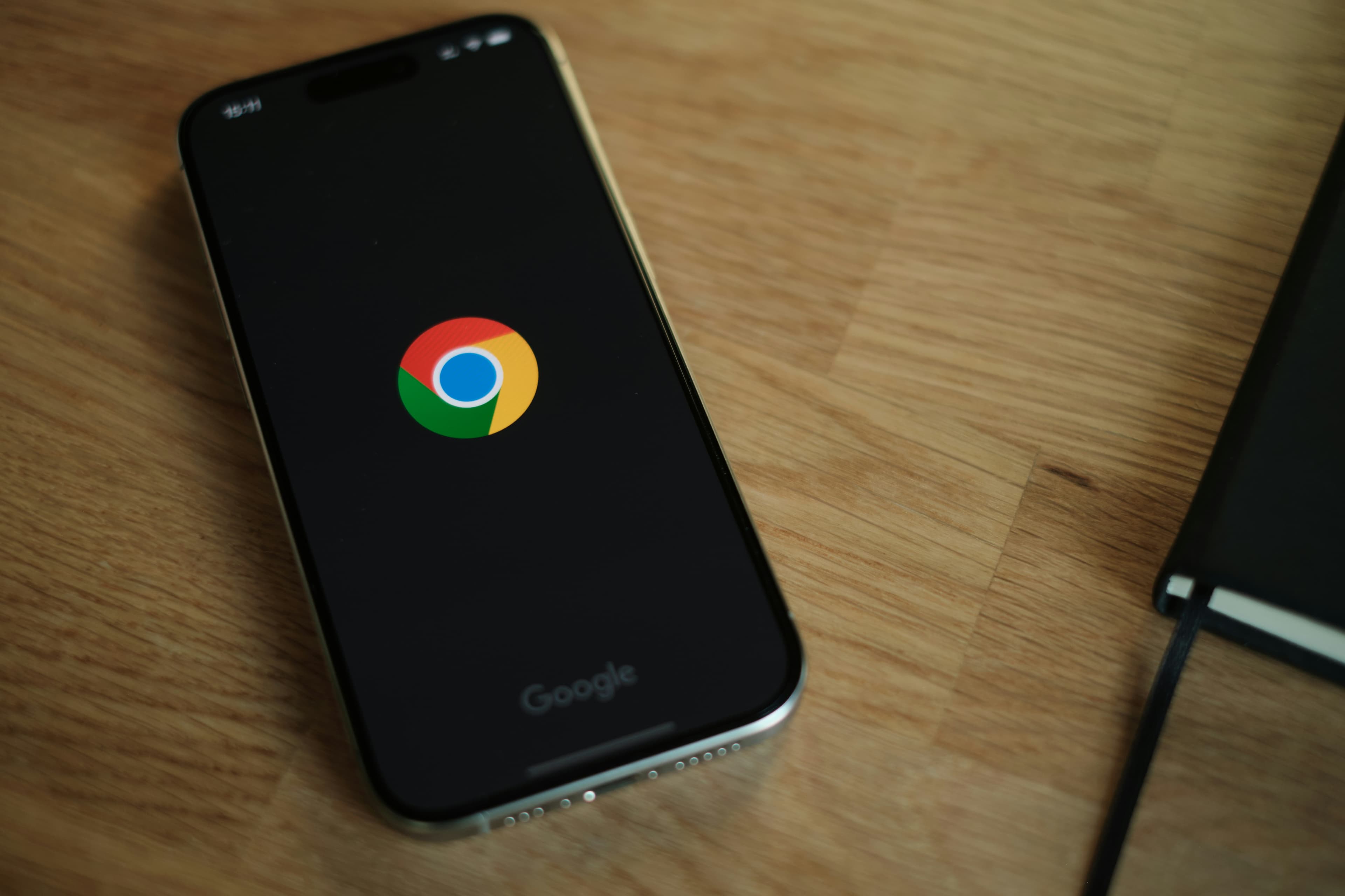 Google chrome app on a smartphone with logo