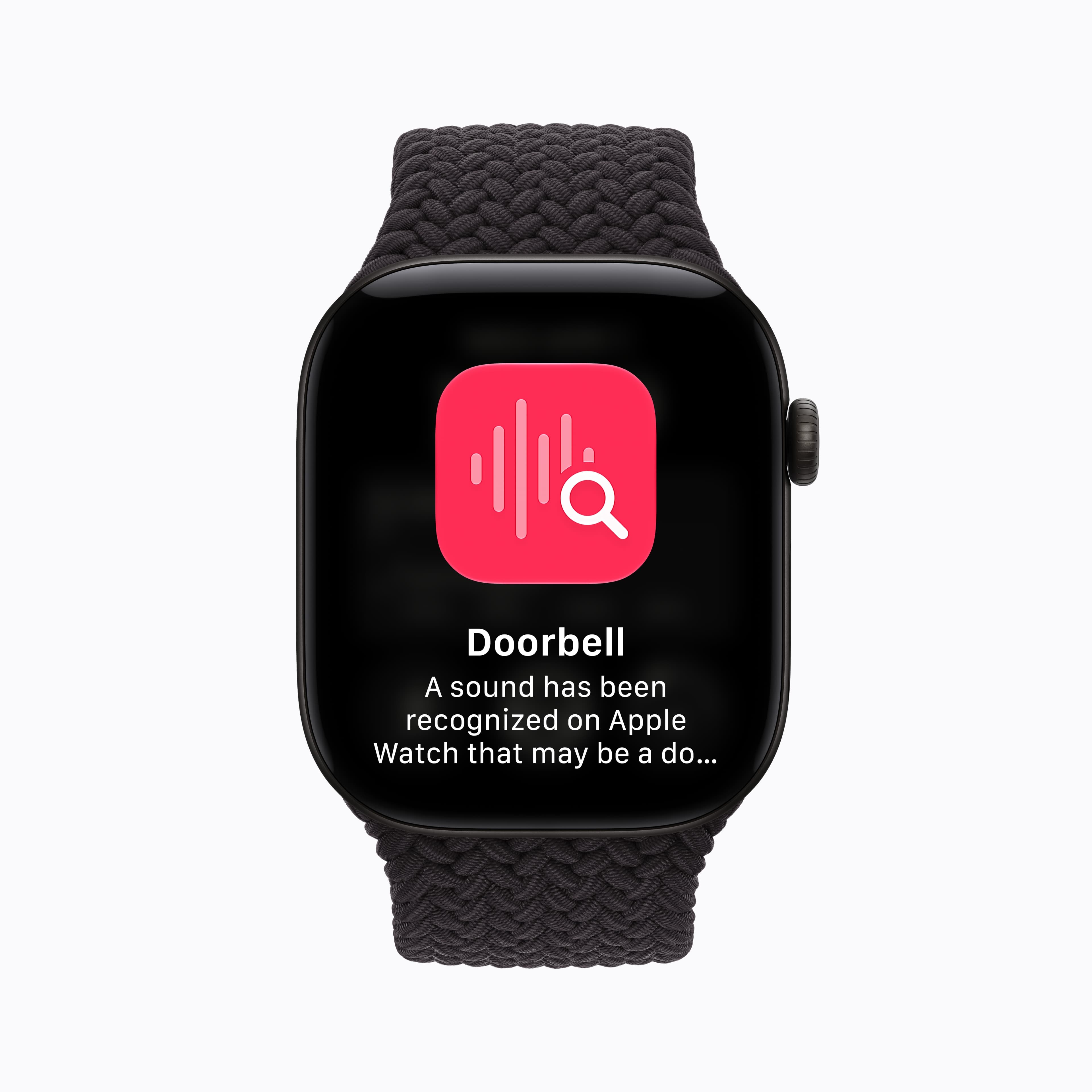 Apple Watch Series 12 viser Lydgjenkjenning med varsel om en ringeklokke.