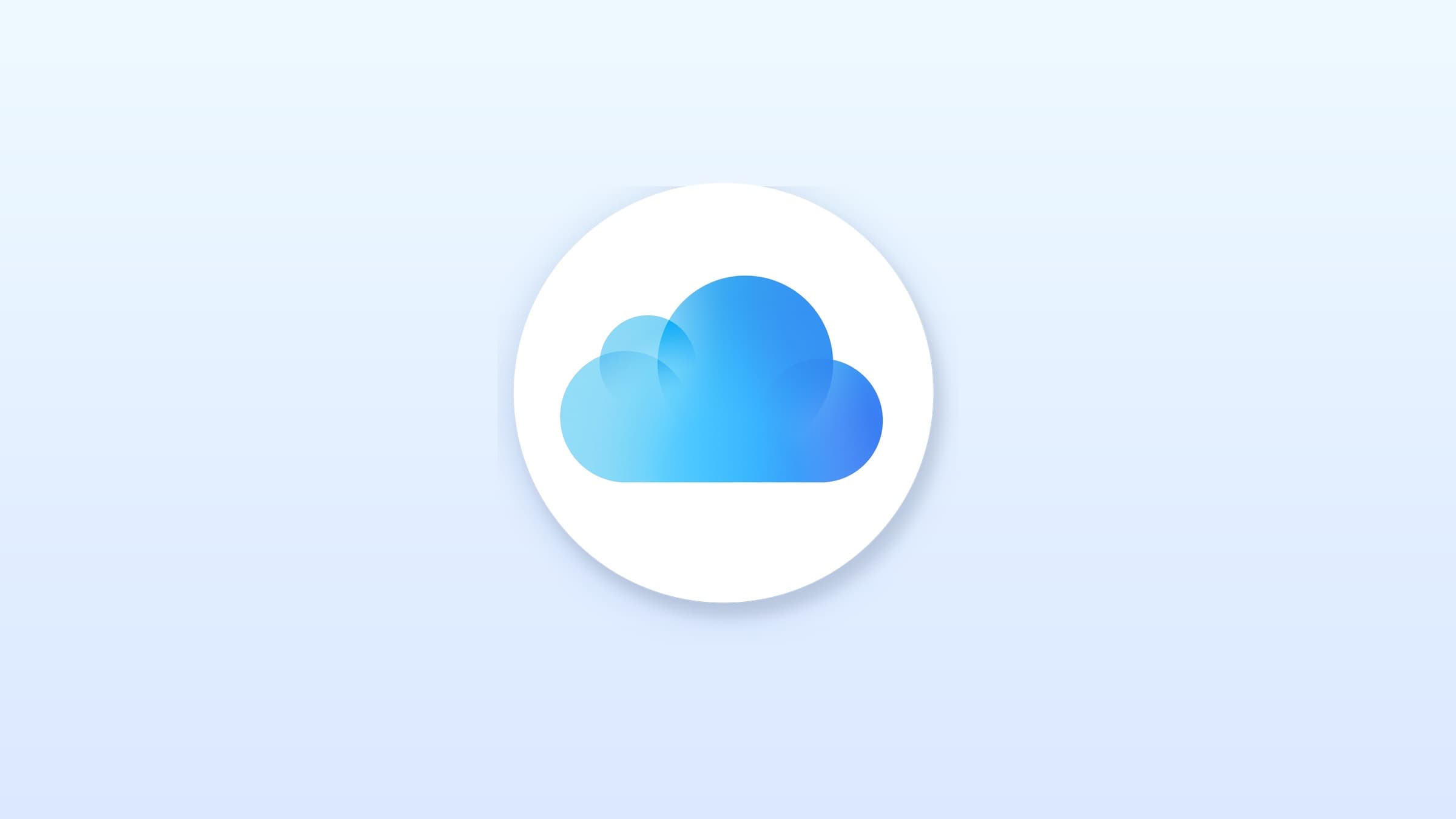 iCloud-symbolet med en blå sky på lys blå bakgrunn