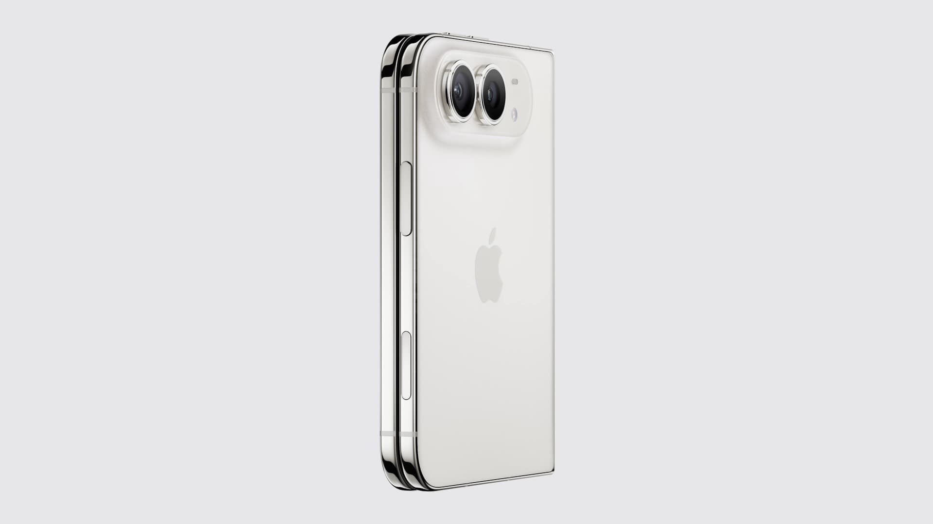 Baksiden og kameramodulen på en stjernehvit iPhone Duo.