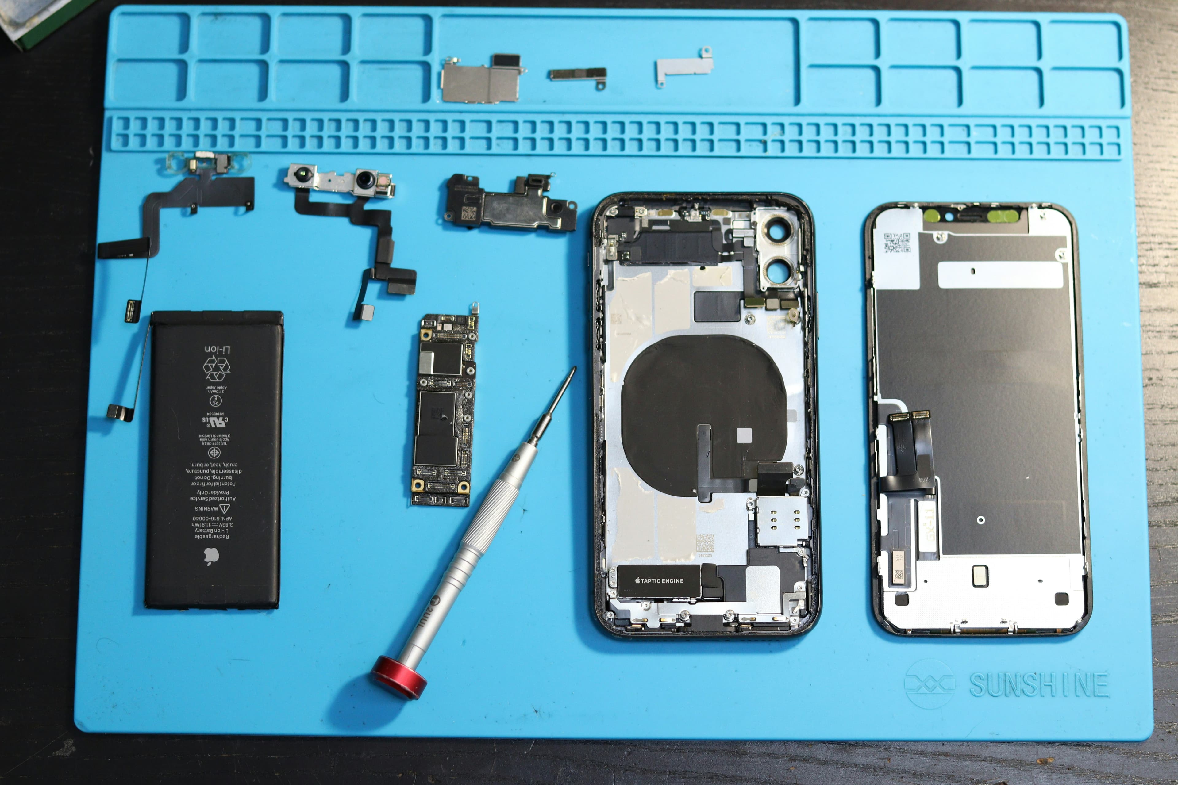 an iphone disassembled.