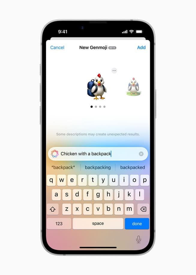 Laging av Genmoji på iPhone 16e.