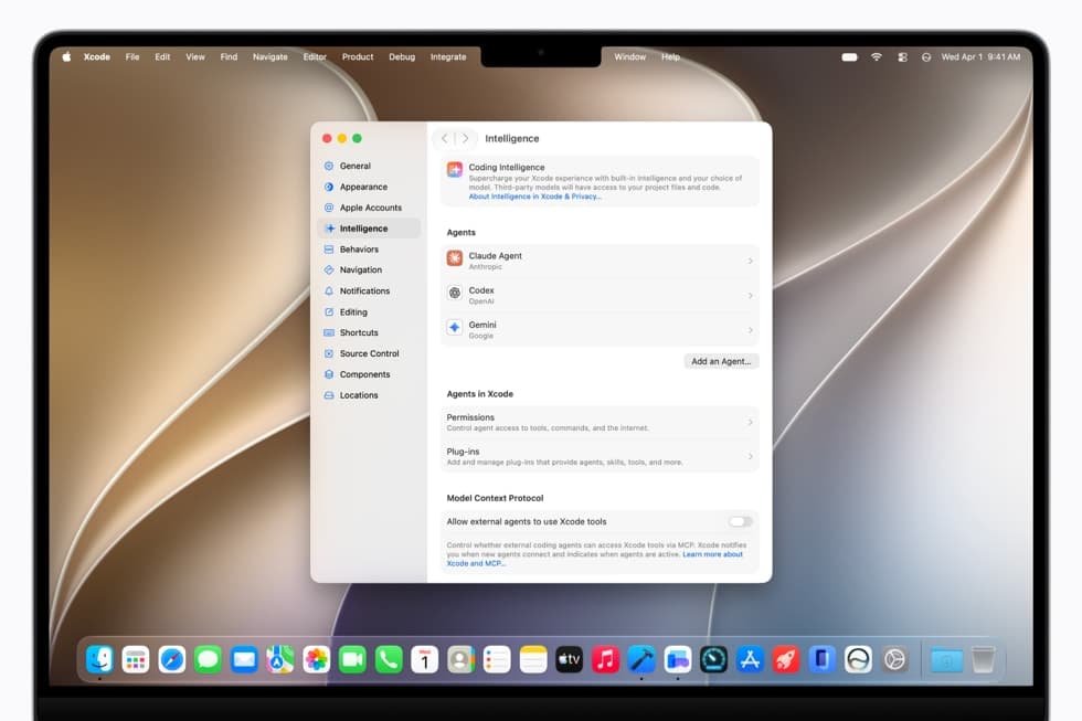 MacBook Pro viser innstillingssiden i Xcode.