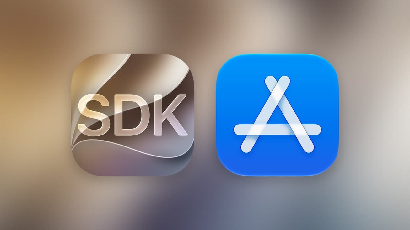 App Store-ikonet ved siden av SDK-ikonet mot en lys bakgrunn